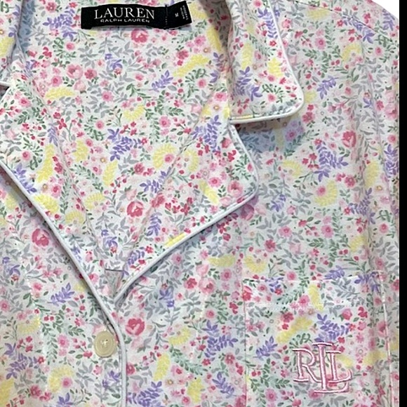 Lauren Ralph Lauren Classic Cotton Blend Soft Pajama Sleepwear Top Short Sleeve - Picture 2 of 11